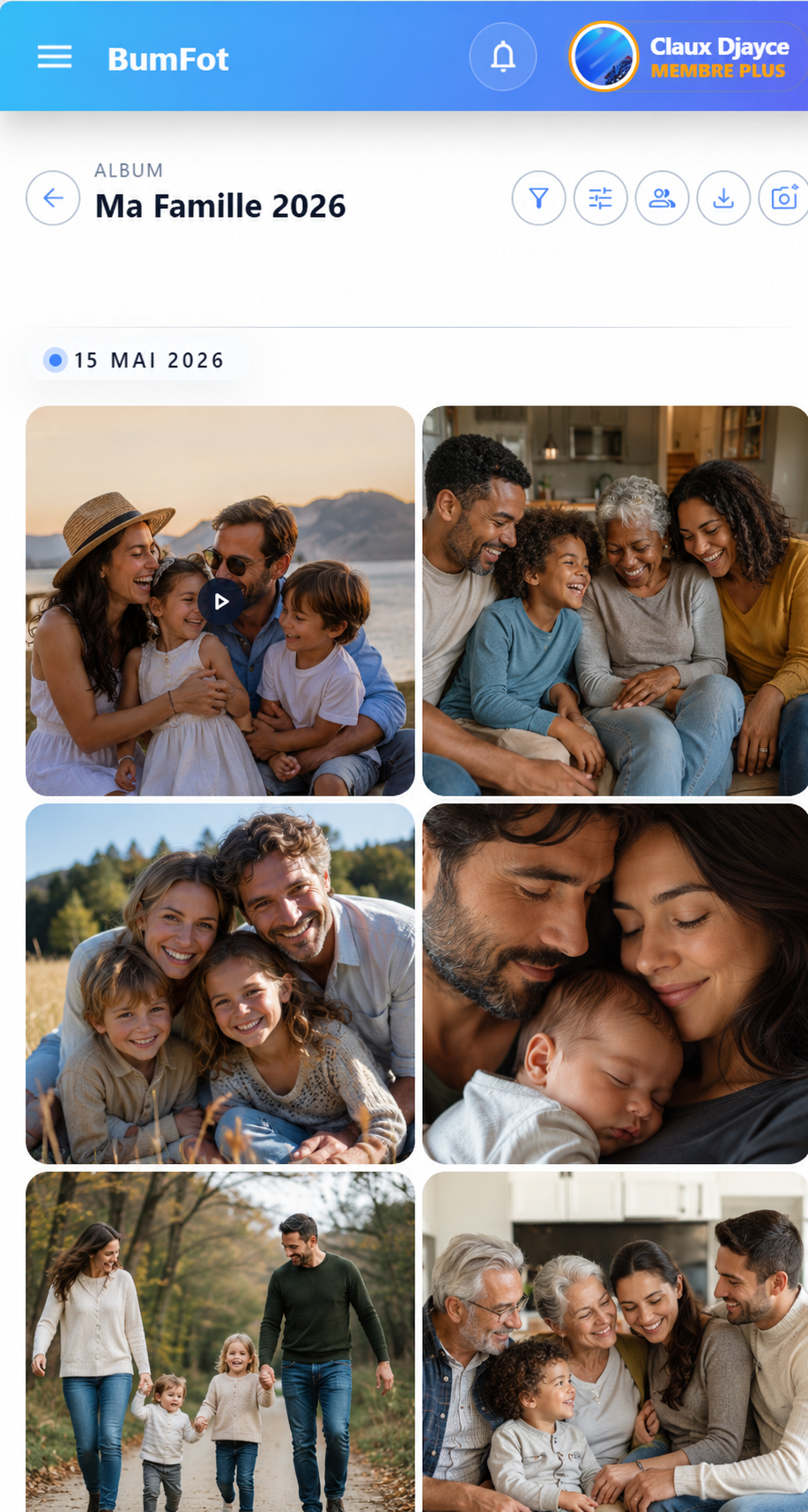 Album photo mariage BumFot — partage par QR code entre invités
